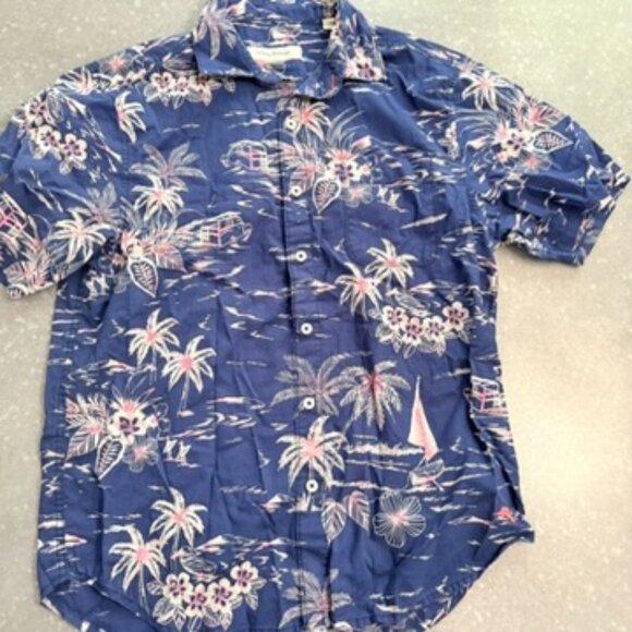 Tommy Bahama Blue Hawaiian Print Short Sleeve Shirt - Size Medium - Picture 3 of 11